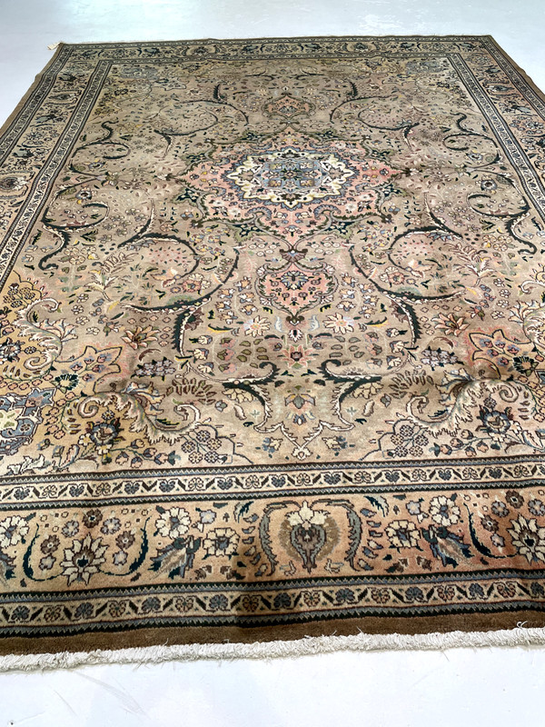 Antique Oriental Hand-Knotted Wool Area Rug Ivory/Beige/Blue 9'10" x 13'2" gallery