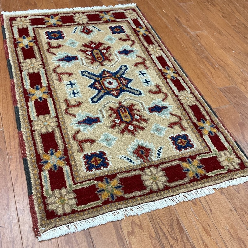 Handmade Indo Kazak Wool Rug 2' X 3' gallery