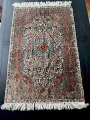 30” X 48” Antique BIRDS AND FLORAL Fine Handmade India Oriental Kashmir Silk Rug