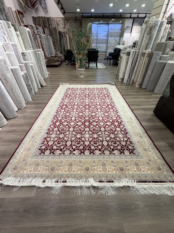 Brand New Turkish Silk Rug 7x10 ft Elegant Red Floral Hand Fringe Lux 7x10ft gallery