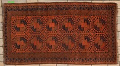 Antique Afghan Ersari Turkoman Hand-Knotted Wool Rug, Gul Design, 45 x 84 inches