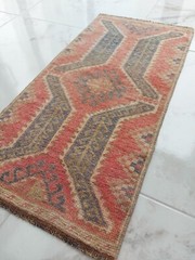 Pale Red Dragon Back Motif Antique Rug Handmade Art Deco Rug