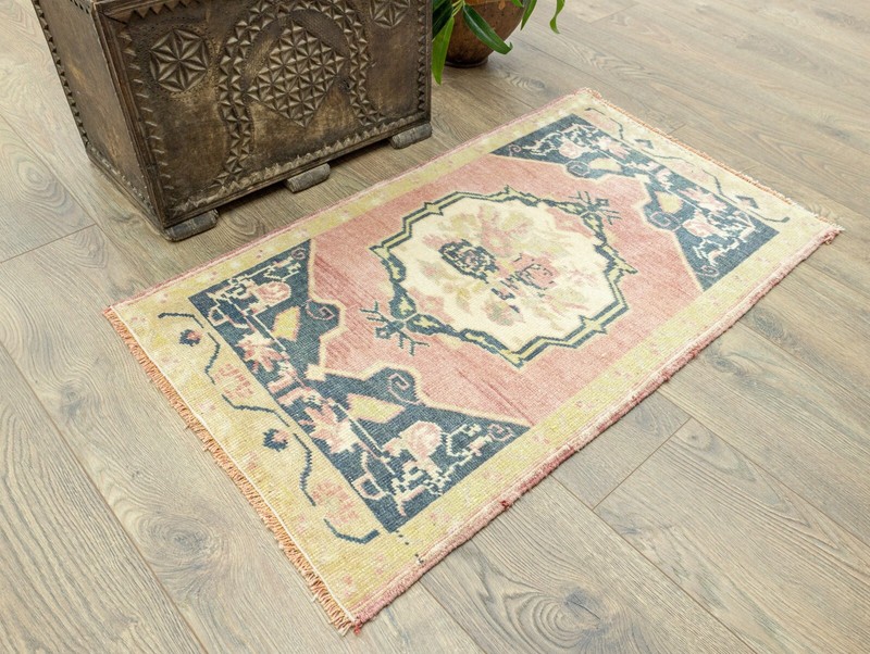 Eco Friendly Stylish Bath, Floor Mat-Hand Knotted Oushak Turkish Rug-1.9x3.1 ft gallery