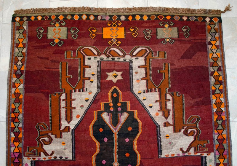 Turkish Kilim Rug, Hand Woven Rug, Wool Vintage Rug, Large Runner Rug, 6 x 13 ft gallery