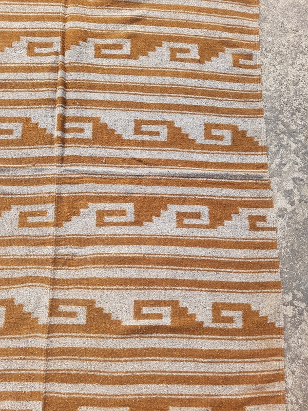 Antique Mexican Handwoven Native American Indian Rug Wool Carpet 194x132 cm gallery