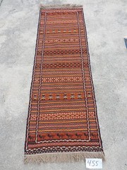 2x7ft. Interesting Kurdish Sumak Flatweave Orange Wool Runner