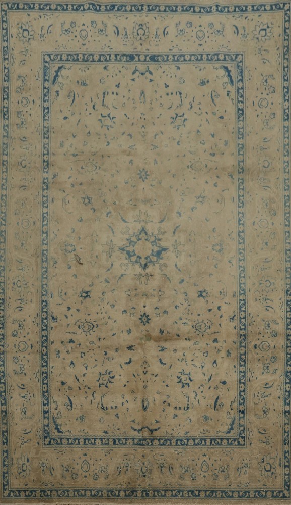 Classic Living Room Area Rug 7x11 in Subtle Blues and Warm Earthy Tones Carpet