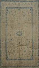 Classic Living Room Area Rug 7×11 in Subtle Blues and Warm Earthy Tones Carpet