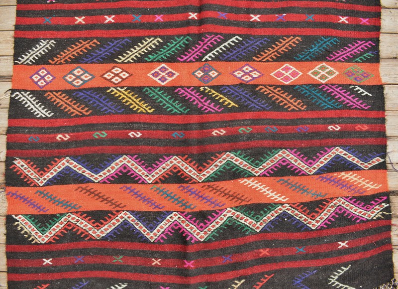 Kilim Old Rug 49''x143'' Handwoven Tribal Adana Kilim 4x11 Primitive Tent Rug gallery