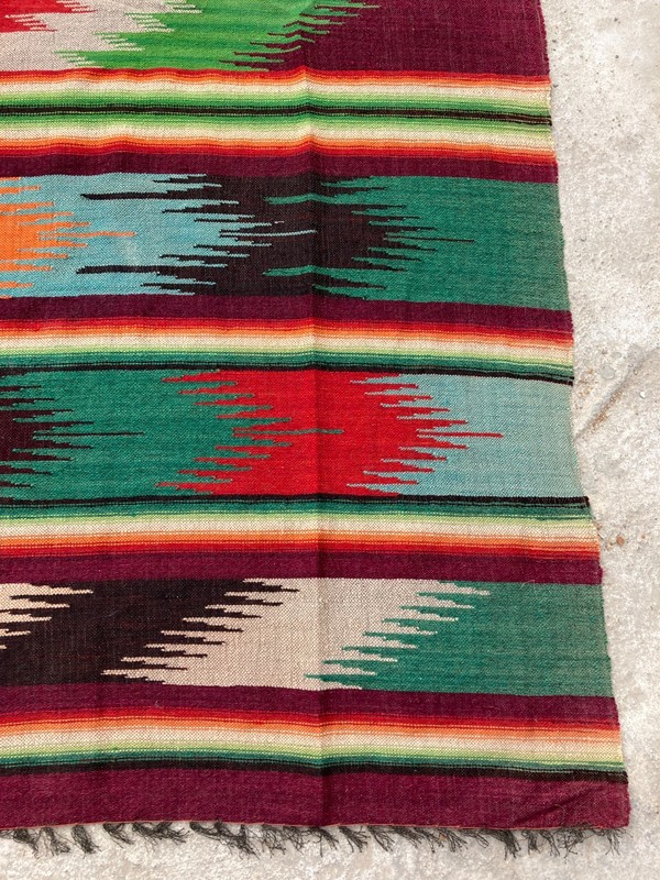Vintage Handmade Traditional Chimayo Sarape Kilim Floor Rug Carpet 190x141 cm gallery