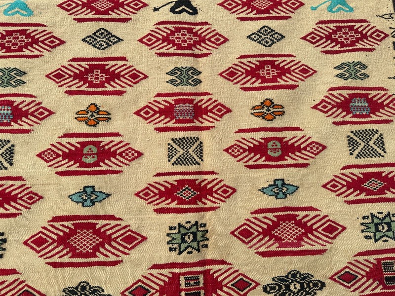 4x6 ft Vintage Afghan Sumak Kilim Rug Handmade Geometric Tribal Area Kitchen Rug gallery