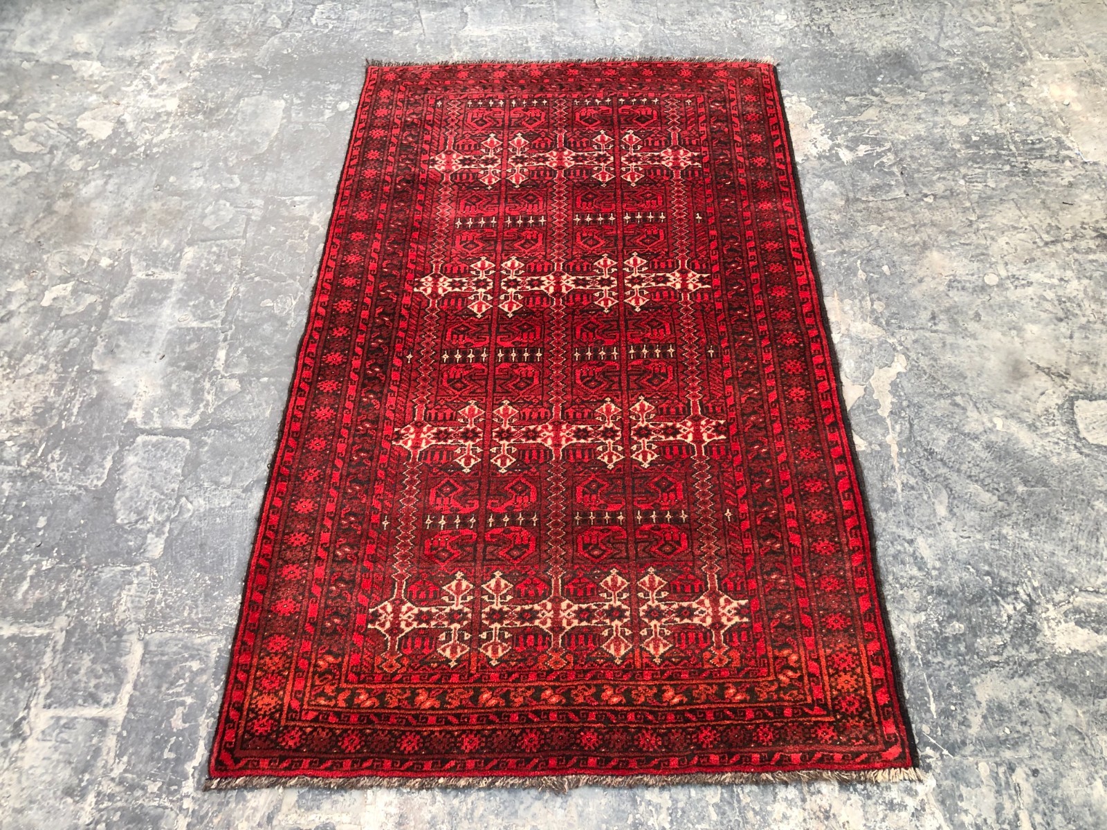 Vintage Turkmen Rug 3.6 x 5.8 ft, Hand-Knotted Wool, Tribal Red Soft Pile Carpet gallery