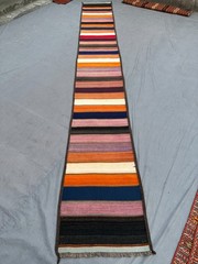 2’3 x 16’2 ft Vintage Afghan Flat Weave Kilim Runner Rug Multicolor Striped Rug
