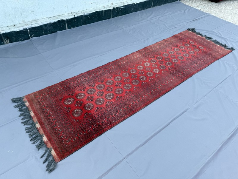 Antique Afghan Turkmen Runner Rug 3x10 Hand Knotted Persian Style Hallway Carpet gallery