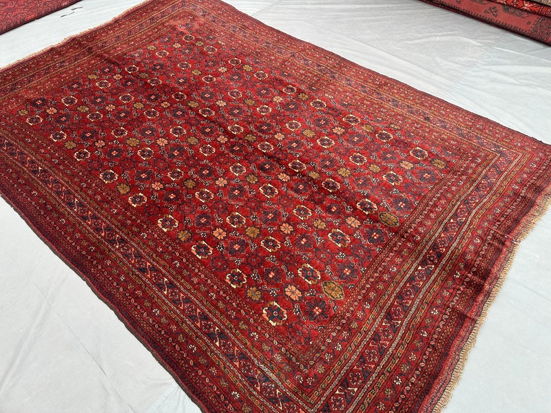 Vintage Bashiri Afghan Oriental Rug 6'4 x 9'2 – Handmade Red Wool Tribal Carpet gallery