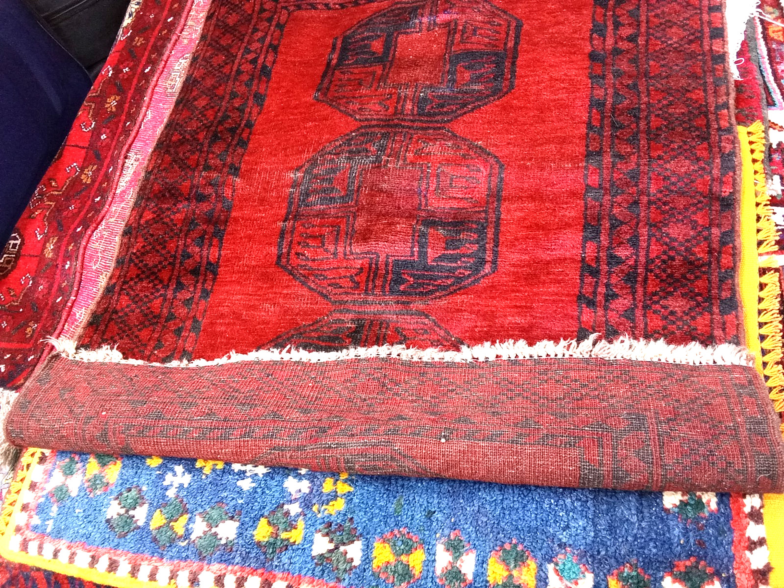 Afghan Handmade Akhche Or Aqcha Rug Red 3x4 Ft Filpa Rug 32x42 Inches 100% Wool gallery