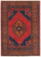 Vintage 3’11” x 5’3″ Traditional Hand Knotted Vegetable Dye Wool Area Rug