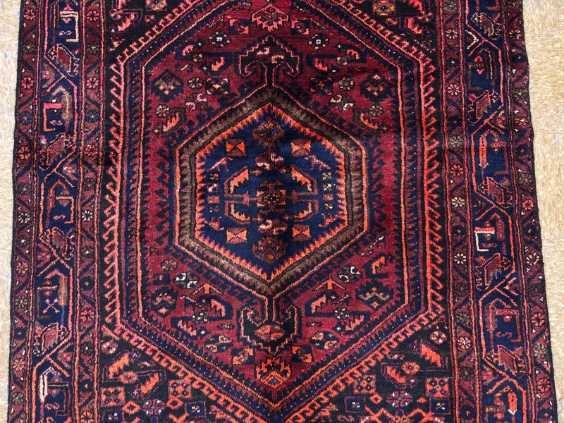 5x7 Vintage Zanjan Rug Hand Knotted Wool Tribal Geometric Oriental Red Navy Area gallery