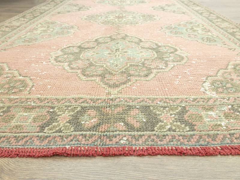 Rustic Farmhouse Wide Turkish Runner-Vintage Hand Knotted Oushak Rug-4.3x11.1 ft gallery