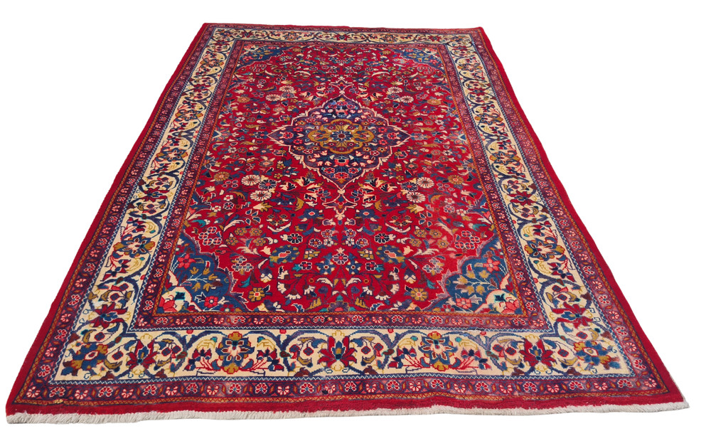 Amazing Hand Knotted Vintage Isfahoun Wool Area Rug 5.0 x 3.5 Ft