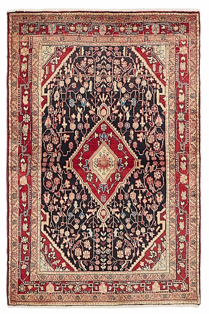 Vintage 3'5" x 5'2" Traditional Hand Knotted Vegetable Dye Wool Area Rug