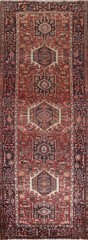 Tribal Geometric Runner Rug 4×11 Hand-knotted Wool Traditional Vintage Carpet