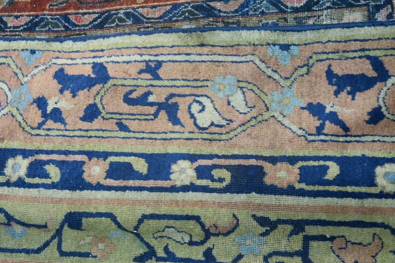 Antique Samarkand Rug 8'8x11'8 Hand Knotted Wool Blue Distressed Shabby Oushak gallery