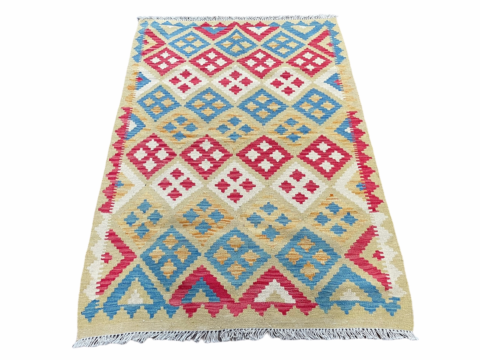 3x5 Kilim Rug Multicolor Tribal Kilim Rug 3 x 5 Tan Light Blue Red Beige New Wow gallery