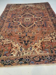 Antique Oriental Hand-Knotted Wool Area Rug Terracotta/Beige/Green 7’7″ x 9’10”