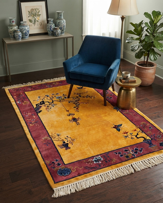 Handmade Chinese Art Deco Rug Wool Oriental Area Rug Vintage Luxury gallery