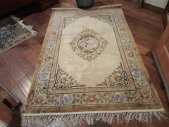 Antique 100% all Natural Silk on Silk pictorial Chinese Oriental rug 4′ x 7′