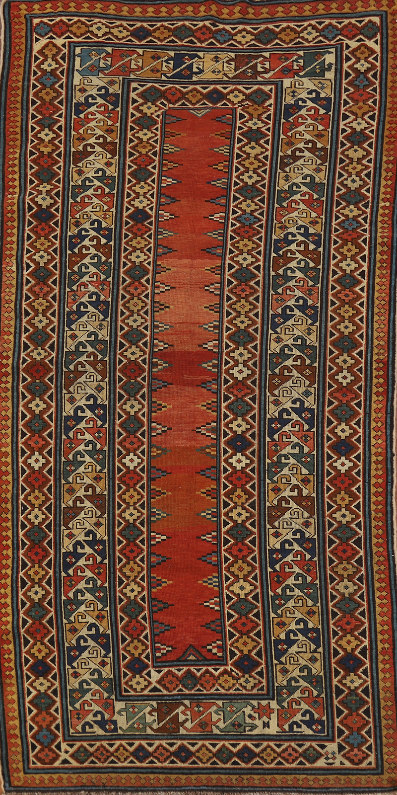 Russian Hand-made Rug Pre-1900 Antique Wool Handmade Kazak Vegetable Dye Rug 4x8 gallery
