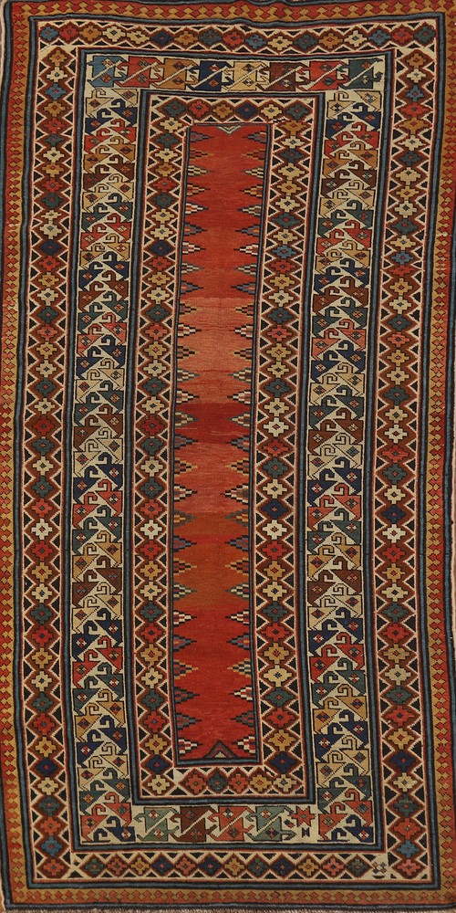 Russian Hand-made Rug Pre-1900 Antique Wool Handmade Kazak Vegetable Dye Rug 4x8