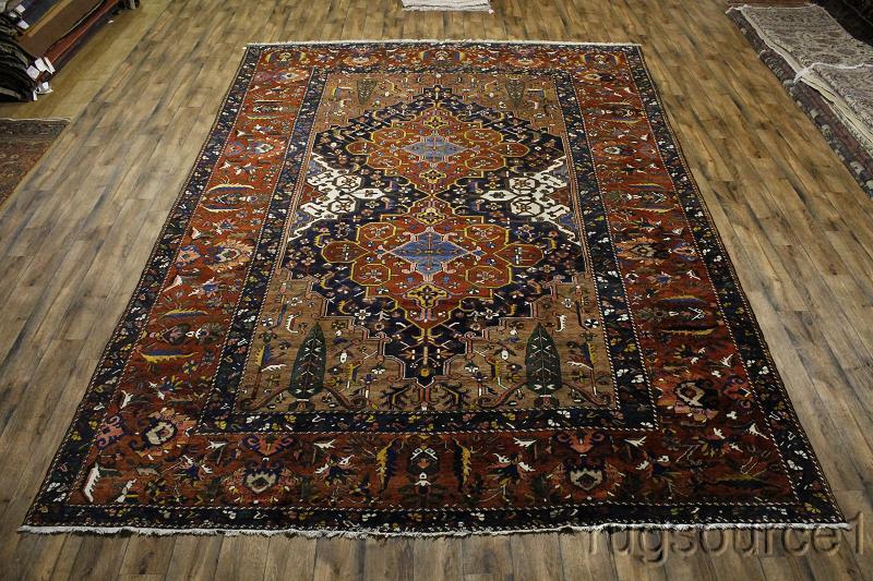 Pre-1900 Vegetable Dye Bakhtiari Palace size Hand-made Antique Rug 12x17 gallery