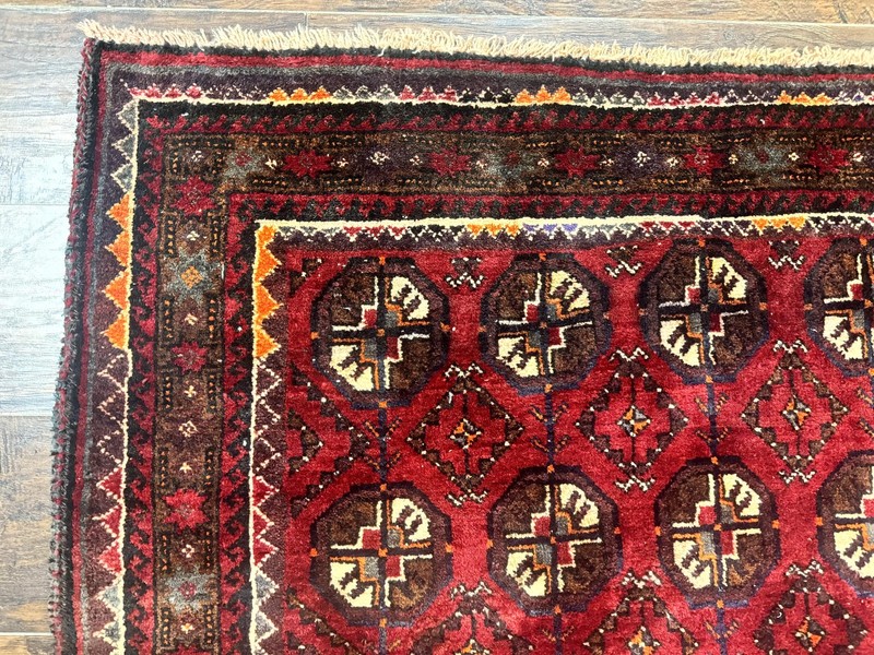 Per'sian Turkoman Tribal Rug 4x8 Handmade Vintage Wool Carpet Red Bohemian Rug gallery
