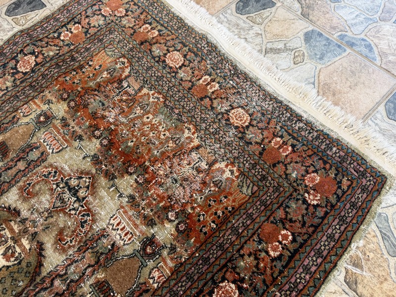Vintage Turkish Distressed Rug 3x5 ft Hand Knotted Wool Antique Tribal Anatolian gallery