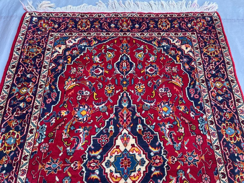 Red Caucasian Rug 3'8x5'5 Hand Knotted Wool Floral Medallion Turkish Vintage rug gallery