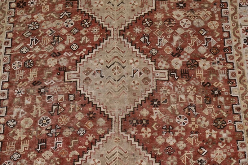 Vintage Area Rug 6x9 ft.Rust Geometric Qashqai Oriental Handmade Low Pile Wool gallery