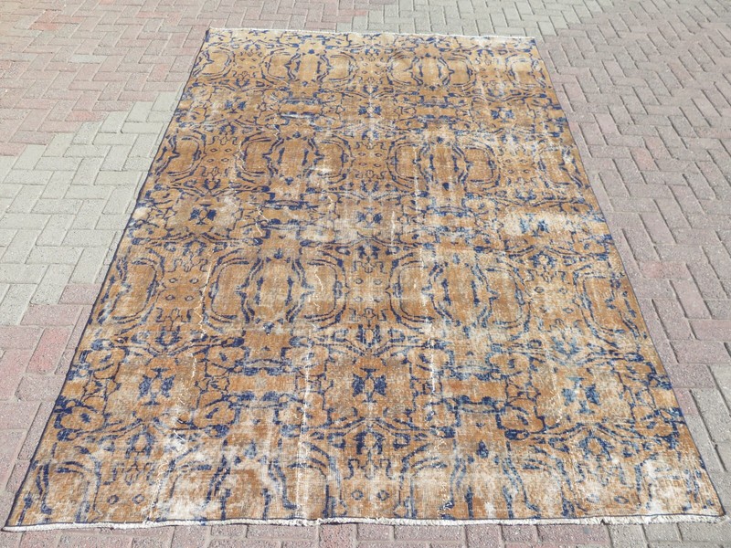Handmade Floor Rug, Wool Rugs, Large Carpet, Vintage Turkish Area Rug 80"X118" gallery