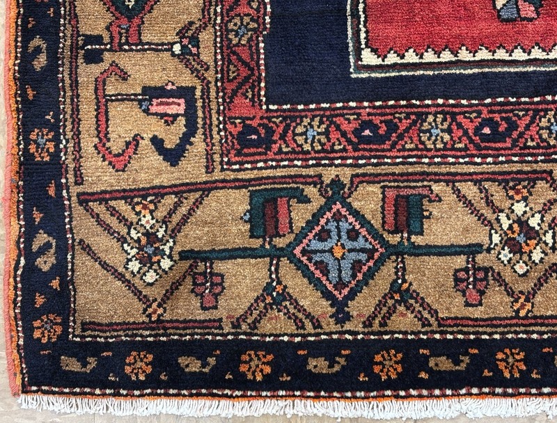 Vintage Hamedan Tribal Rug 5x8 Hand Knotted Wool Oriental Area Carpet Navy Blue gallery