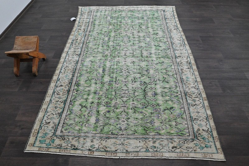 Oushak Turkish Vintage Rug 5x8 Kilim Rug Anatolian Handmade Boho Decor GREEN gallery