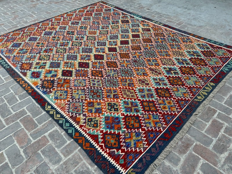 10x13 ft Large Oriental Turkish Multicolor Modern Afghan Traditional Wool Kilim gallery