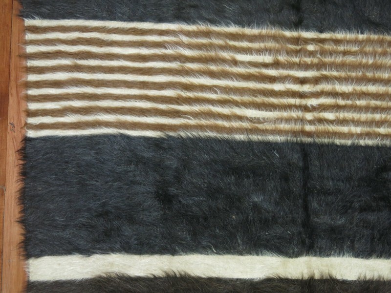 Vintage Striped Turkish Siirt Angora Kilim Blanket Rug Size 4'2''x6' gallery