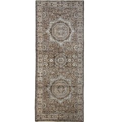 Handmade (4′ x 9’8″) Natural Gray Afghan Mamluk Oriental Wool Wide Runner Rug