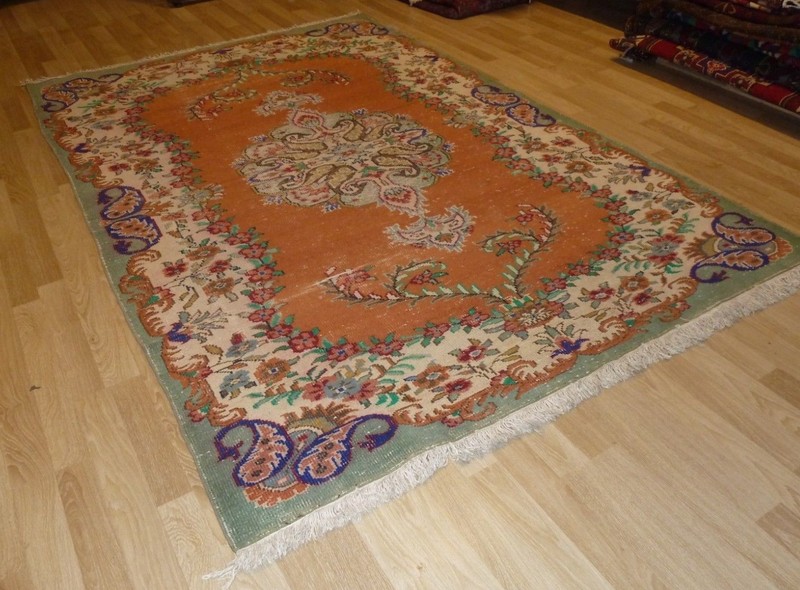 Clearance Vintage Bohemian Style Handmade Turkish Worn-No Pile Rug 7 Ft X 11 Ft gallery
