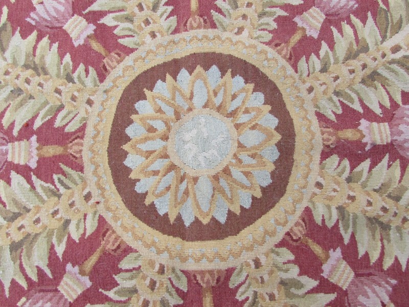 Vintage Hand Made French Design Wool Maroon Red Gold Original Aubusson 363X273cm gallery