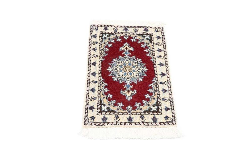 Hand-Knotted Small Indo-Nain 1X2 Wool Oriental Rug Floral Design Carpet gallery