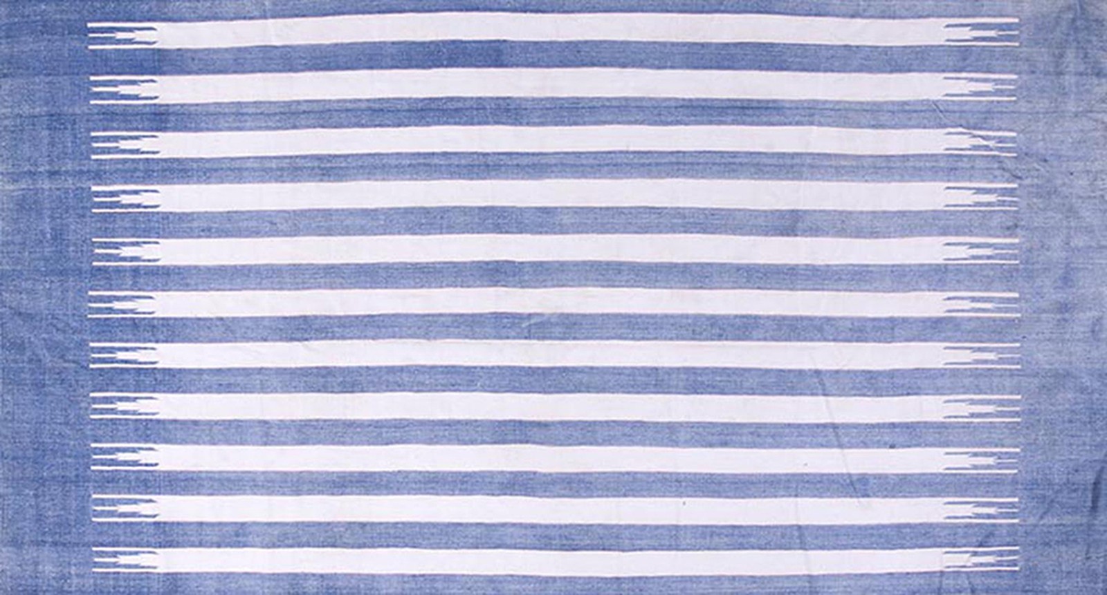 6X11 Vintage Indian Dhurries Blue Cotton Area Rug 1930 gallery