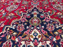 10×14 RED ANTIQUE ORIENTAL RUG old worn vintage blue pink navy big handmade wool