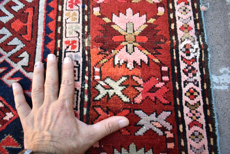 Antique Caucasian Rug 44'' x 115'' Collector's ltem Quba Runner Organic Wool Rug gallery